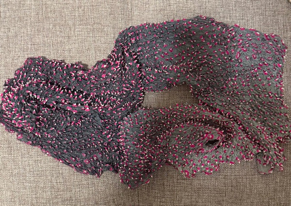 Ombre Double Dot Silk Bandhani <br> Grey/Pink