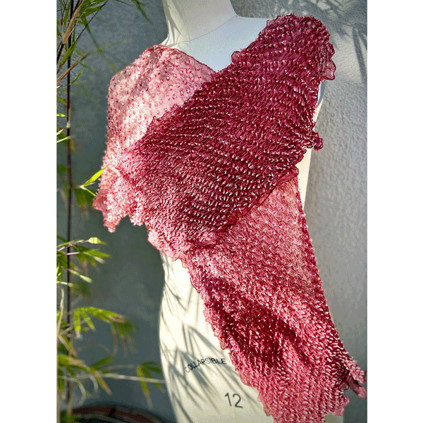Ombre Double Dot Silk Bandhani <br> Double Rose