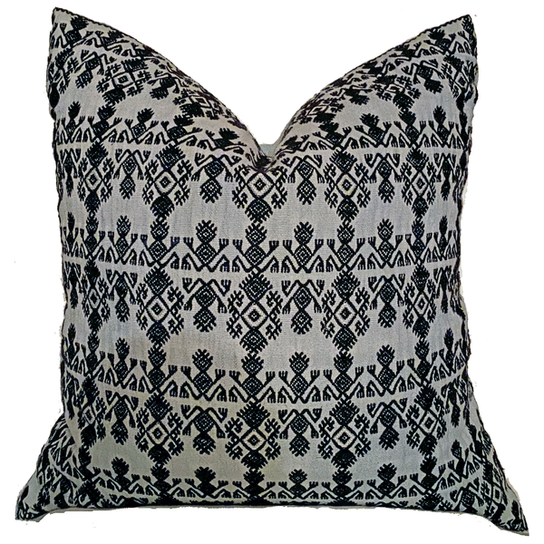 Chiapas Maya Hand Embroidery - Grey Pillow Set of 2