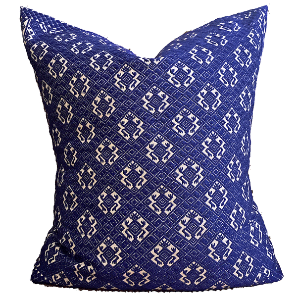 Chiapas Maya Hand Embroidery - Blue Pillow Set of 2