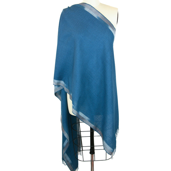 Hand Loomed Merino Wool Ikat Scarf <br> Indigo