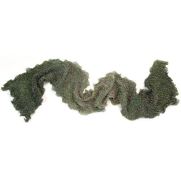 Mimbres Hand Dyed Silk Ombre Double Dot Bandhani Scarf Green Grape