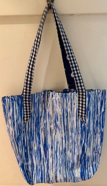 Eco-Friendly Crafted Tote Blue Stripes