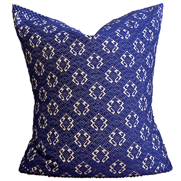 Chiapas Maya Embroidery - Blue Pillow Set of 2